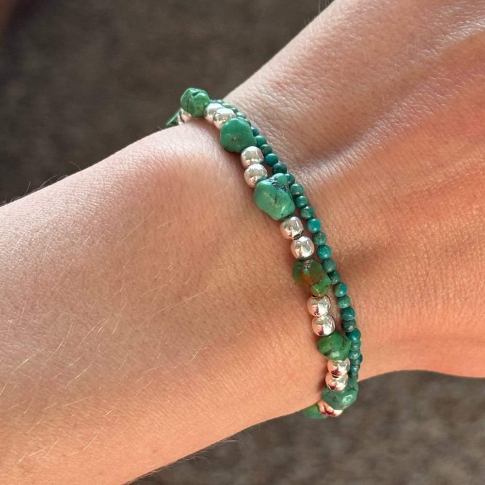 Turquoise and Silver Beaded Bracelet